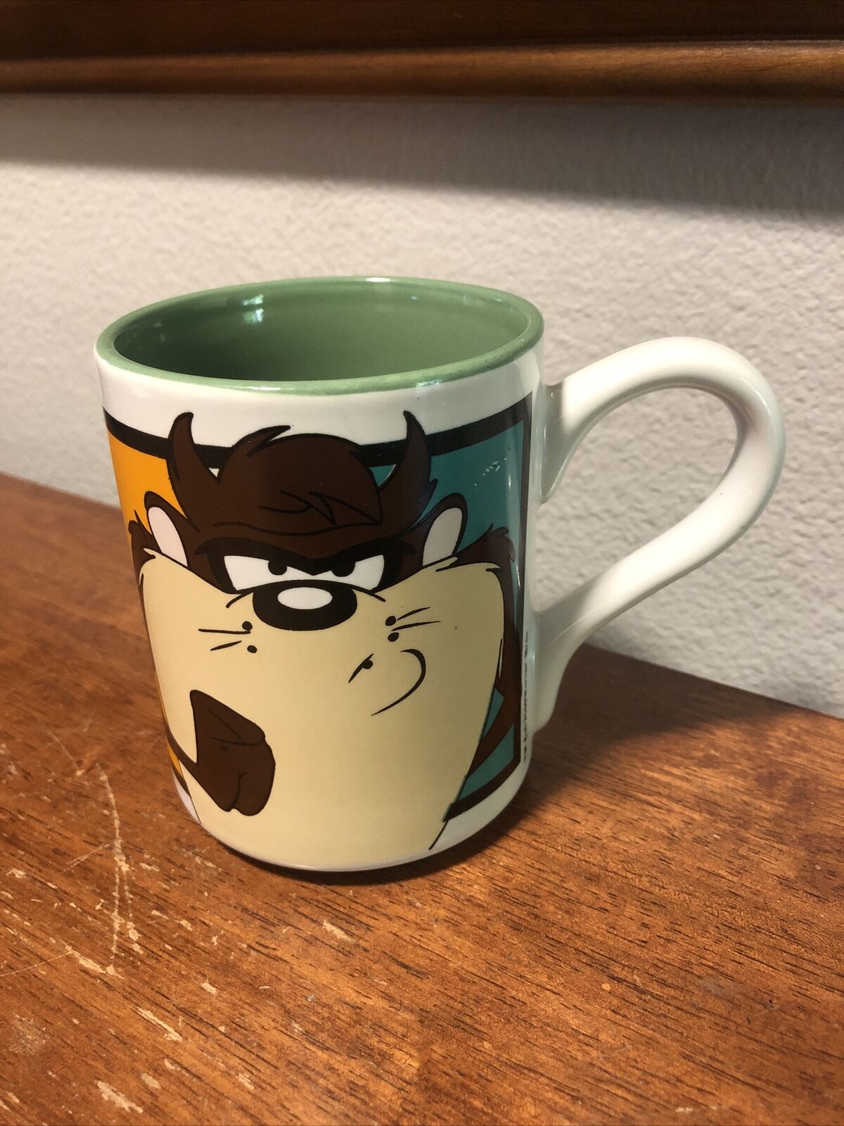 2000 Warner Bros. Taz Green Coffee Mug Multi taz and symbols printed mug