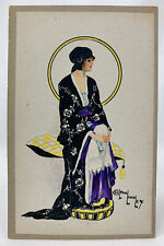 Artist Signed Clifton Longley Risqué Pretty Woman Art Nouveau Deco 1910 Postcard picture