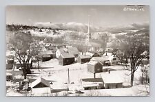 Postcard RPPC Stowe Vermont Stowe Community Church Clock Bell Tower snow picture