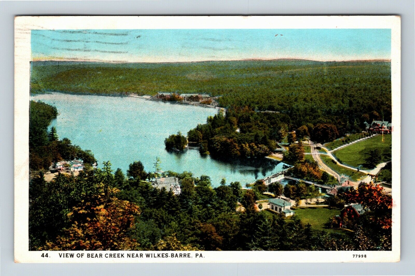 Wilkes-Barre PA, Aerial View, Bear Creek Vintage Pennsylvania c1928 Postcard 