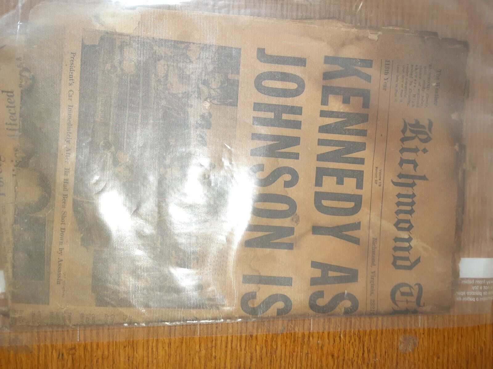  Richmond Times Dispatch nov 23 1963 Kennedy assassinated, Johnson is President