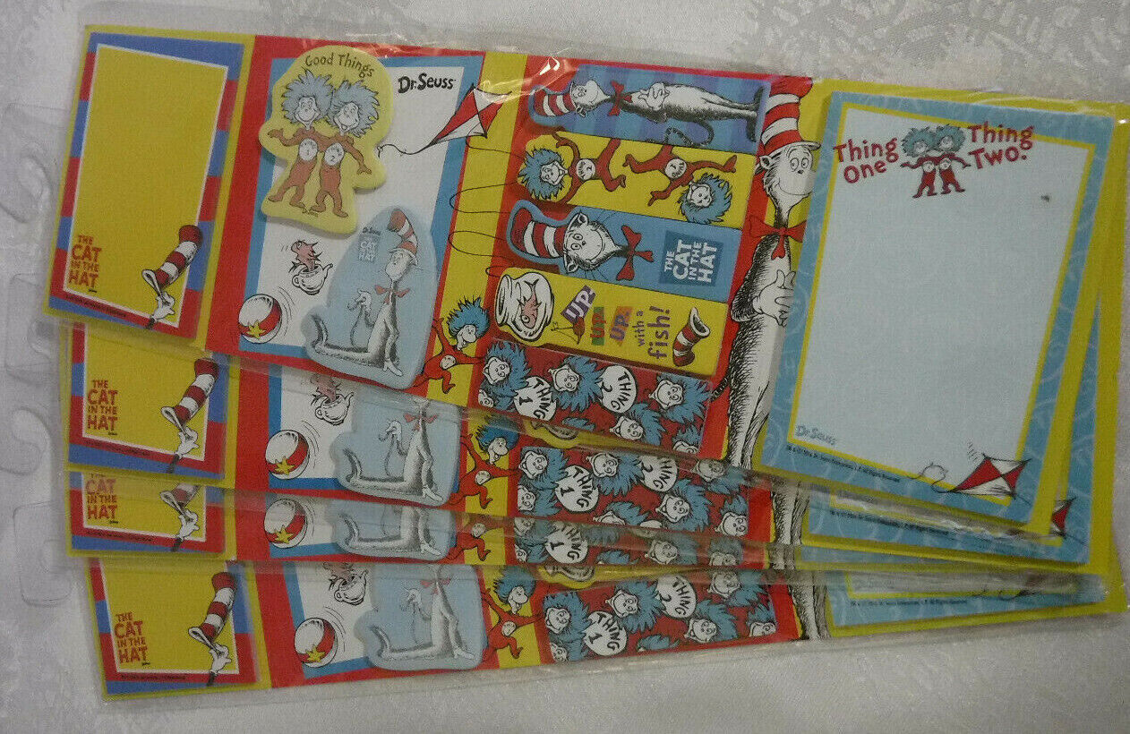 Dr. Seuss Sticky Notes & Flags In Folder The Cat In The Hat 4 Cards