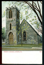 1910 Athens Pennsylvania Trinity Church Historic Vintage Postcard C019 picture