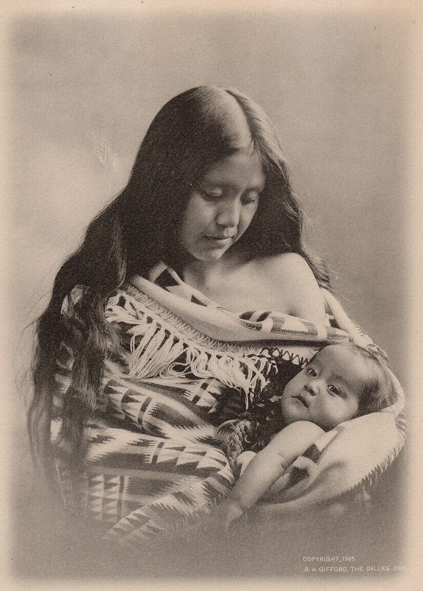 Original B.A. Gifford Vintage Silver Print, Oregon\'s Indian Madonna - c. 1905