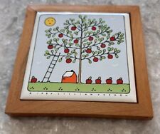 Lillian Vernon Decorative Tile Trivet Fall Wall Hanging Framed 1984 5.25x5.25 picture