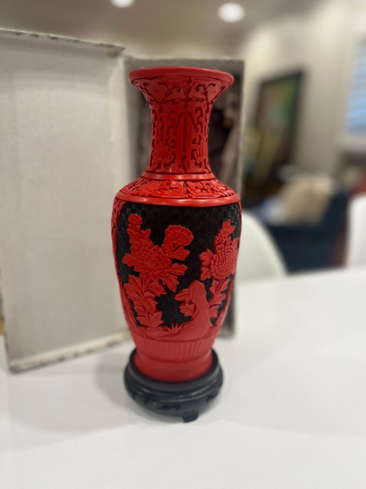 Chinese Red & Black Floral Lacquerware 10\