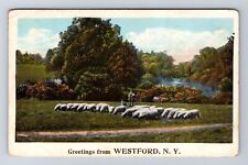Westford NY-New York, General Greetings Sheep, Antique, Vintage c1926 Postcard picture