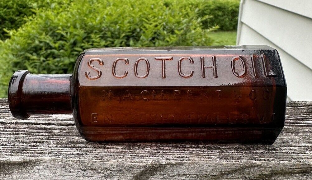 Early Scotch Oil Quack Medicine Bottle Enosburgh Falls Vermont VT Blown Nice