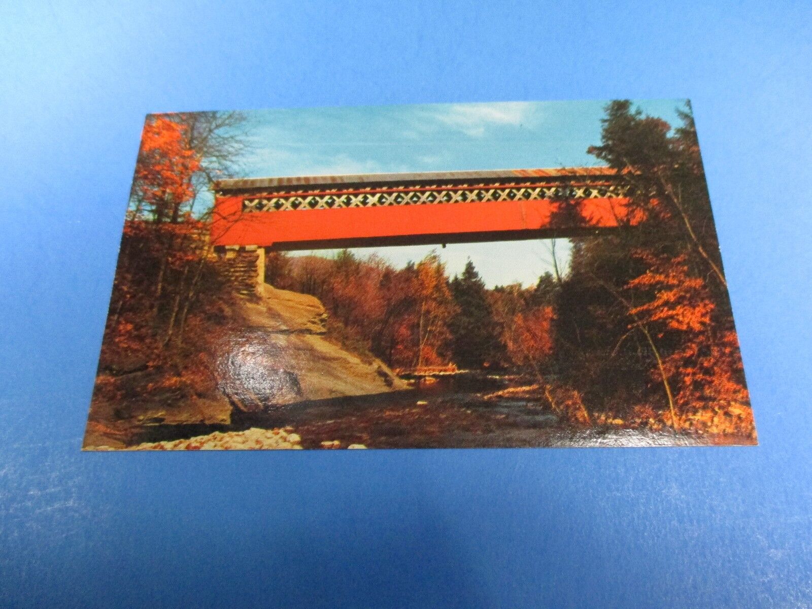 Old Covered Chiselville Bridge East Arlington Vermont Fall Foliage Postcard PC44