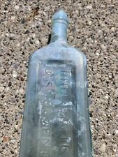 1800's Old Dug Bottle Clear Green Rheumatic Disolvent Roxbury Mass. Irridescent picture