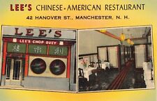 Lee's Chinese American Restaurant Manchester New Hampshire NH Chop Suey c1940 PC picture