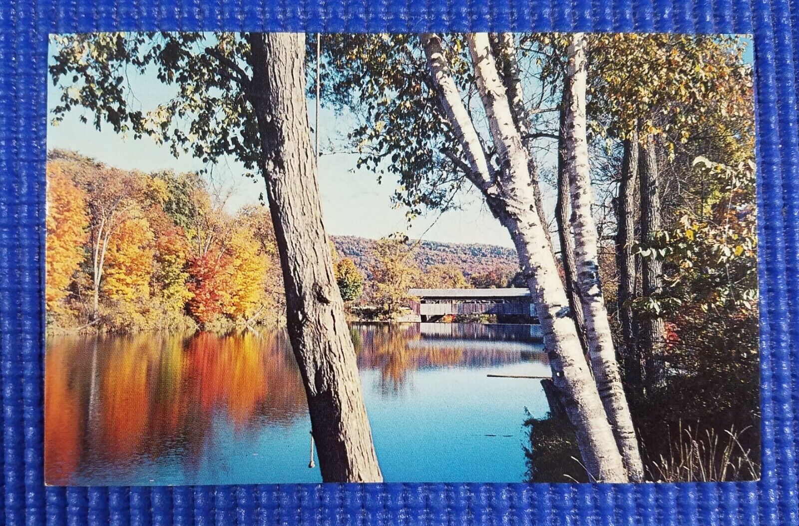 Vintage Ottauquechee River and Covered Bridge Taftsville Vermont VT Postcard