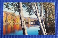 Vintage Ottauquechee River and Covered Bridge Taftsville Vermont VT Postcard picture