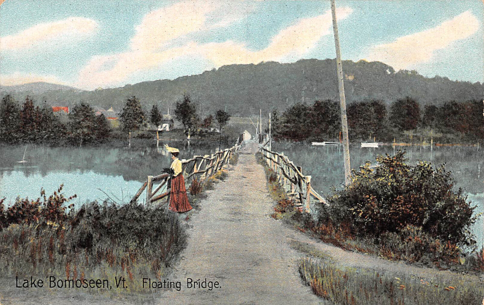 UPICK Postcard Lake Bomoseen Vermont Floating Bridge Unposted c1910