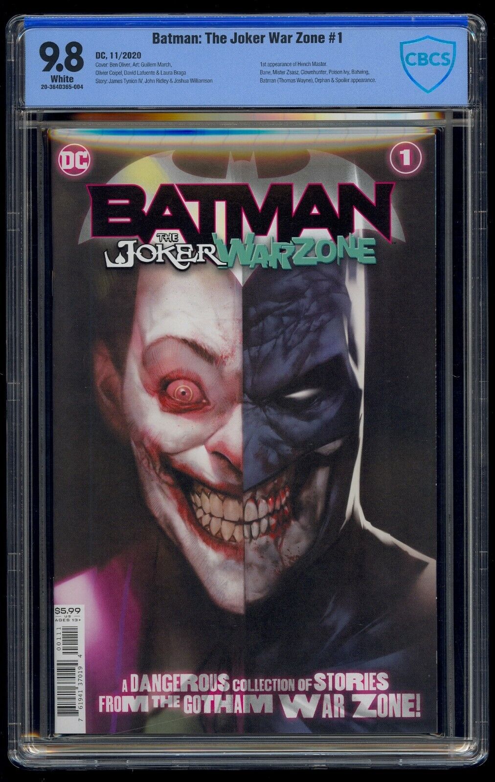 Batman The Joker War Zone (2020) #1 Oliver Cover A CBCS 9.8 Blue Label White Pgs
