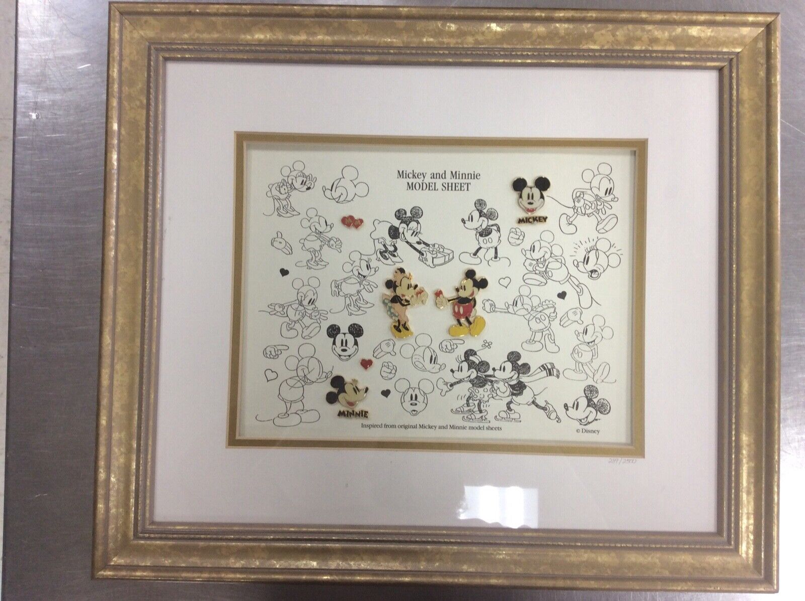 Mickey mouse model sheet in frame  w/ coa 16x18