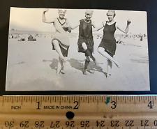 1920s Photo Three Flappers Dancing Charleston Bathing Suits Beach Scrapbook picture