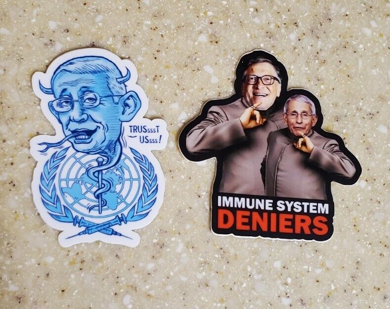 Dr. Fauci Bill Gates Stickers Lot Of Two 2 Vaccine Salesman 💉 