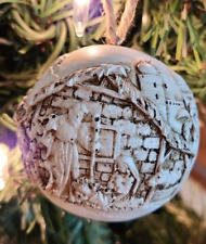 NEW Nativity Christmas Ornament Sculpted Ball Jesus Mary Joseph Manger Bethlehem picture