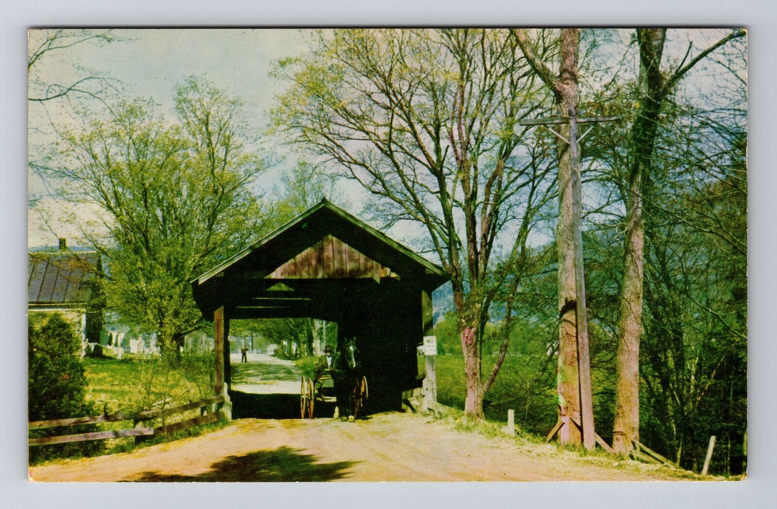 Waitsfield VT-Vermont, Scenic Historic Covered Bridge, Vintage Postcard