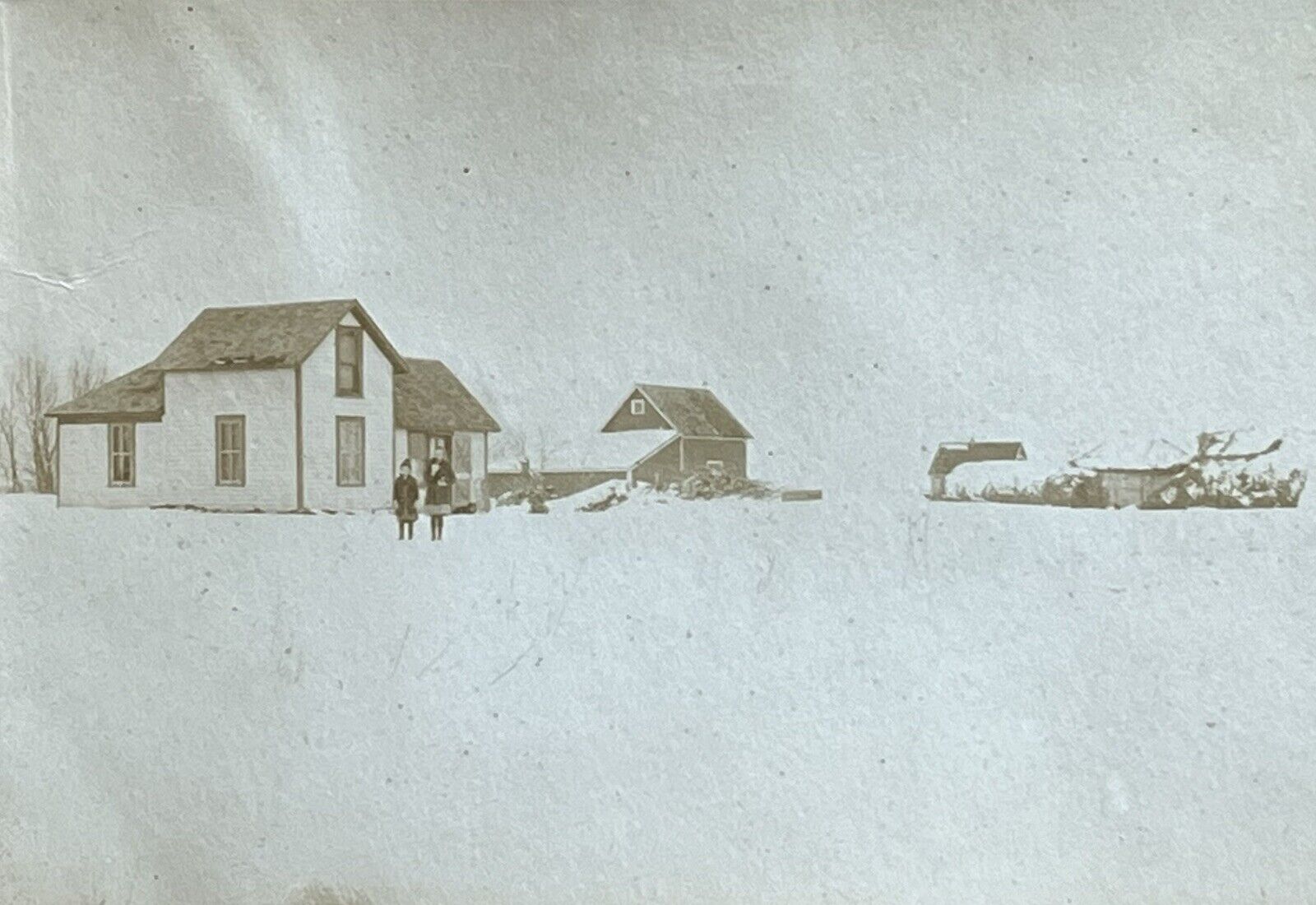 c1908 Desolate Winter Scene, Grafton Minto ND Antique Real Photo Postcard RPPC