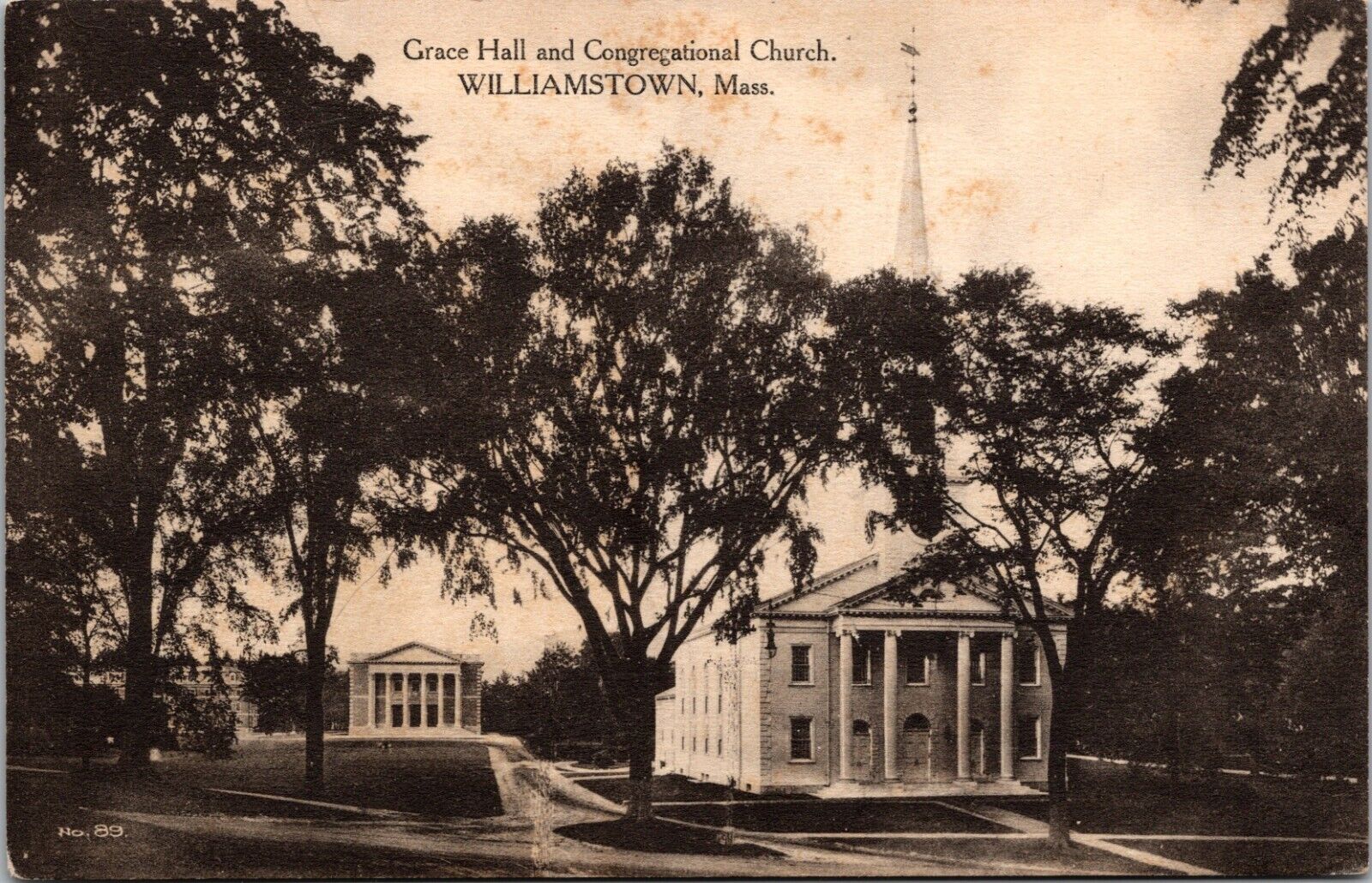 Grace Hall and Congregational Church Williamstown MA Postcard Albertype A85