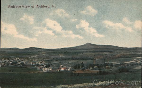 Richford,VT Birdseye View Franklin County Vermont A.G. Corliss Postcard Vintage
