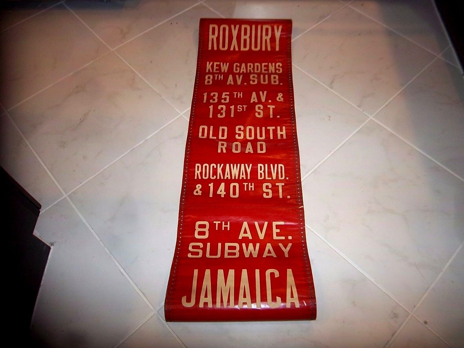 1950 NY NYC BUS ROLL SIGN ROXBURY ROCKAWAY KEW GARDENS QUEENS 8 AVENUE SUBWAY