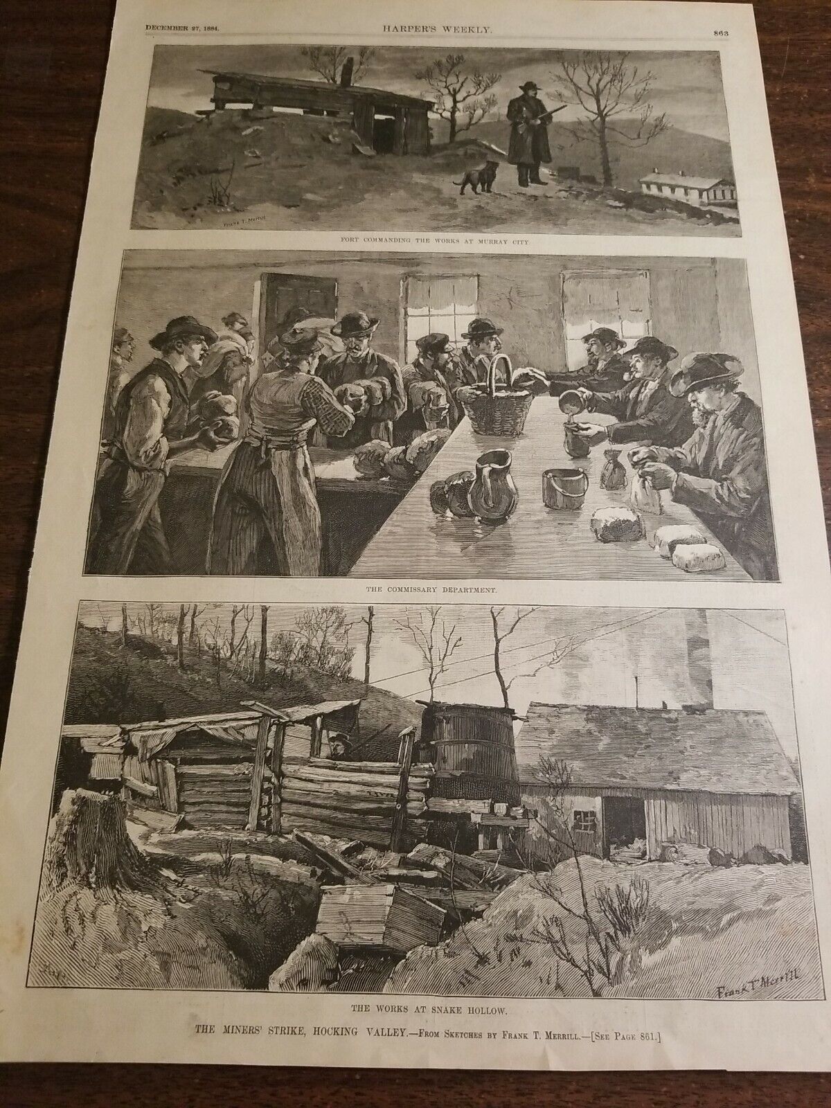 The Miners Strike,Hocking Valley,Pennsylvania(1884)Woodblock[#239]