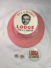 Henry Cabot Lodge US Senator Massachusetts Politician Hat Campaign Pins 1950s picture