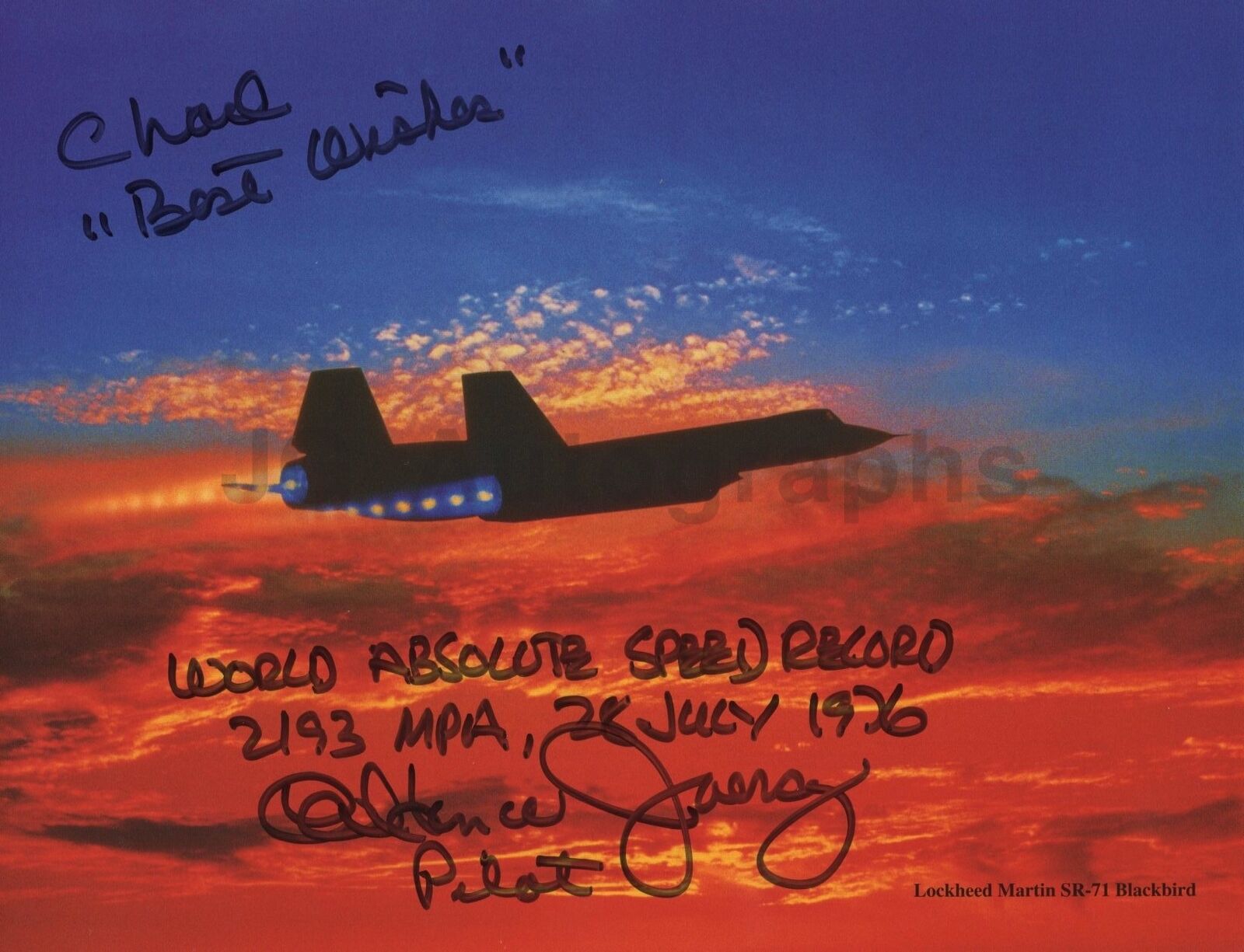 Eldon W. Joersz - World Air Speed Record Pilot - Signed 8.5 x 11 Photograph