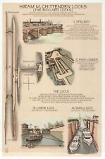 The Ballard Locks, Hiram M. Chittenden, Seattle Washington -- Technical Postcard picture
