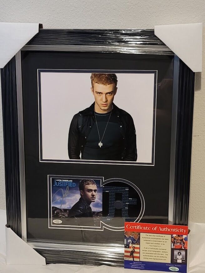 Justin Timberlake Signed autographed Justified CD Framed COA