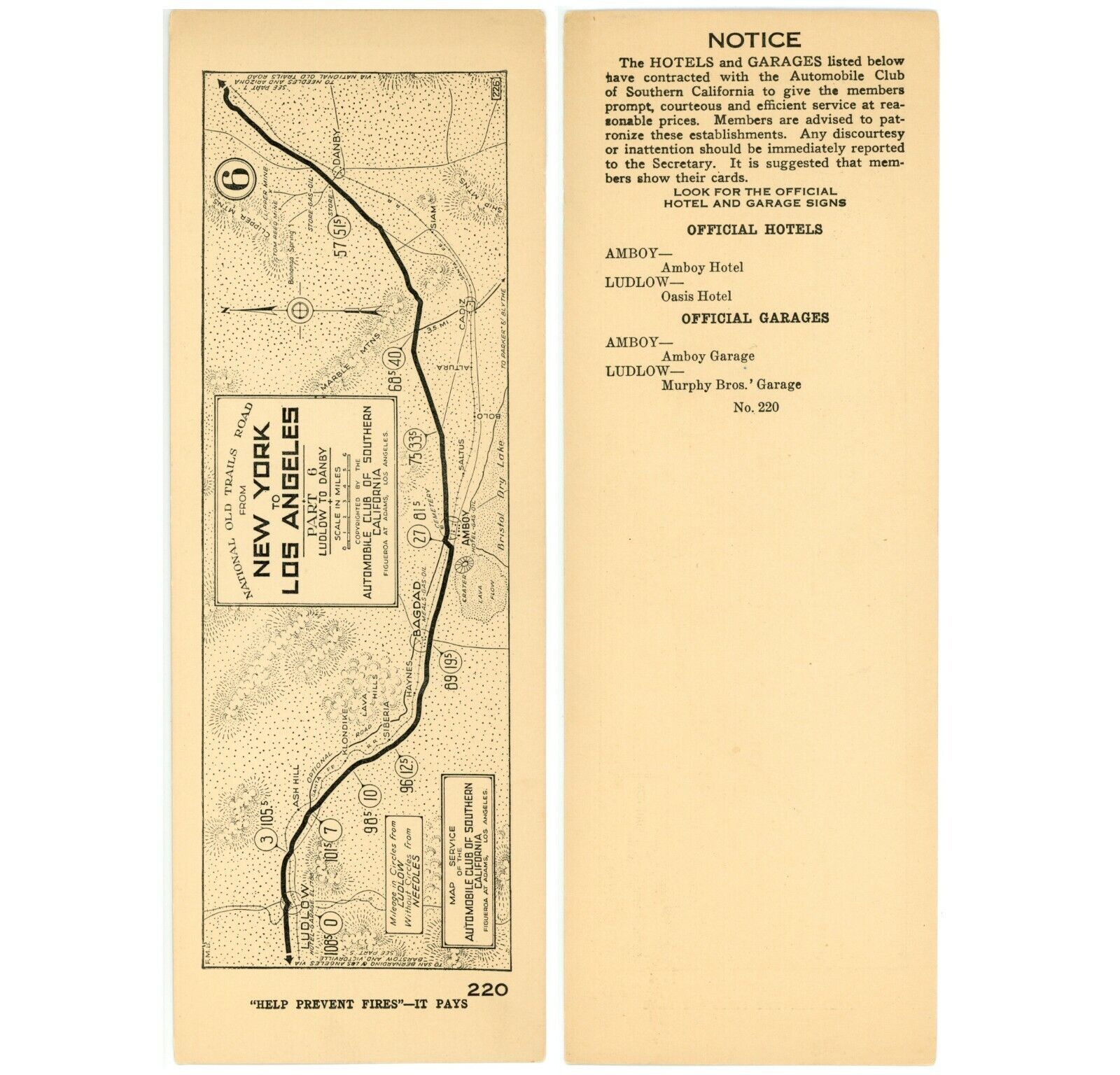 1920’s? Ludlow to Danby Strip Map (Part 6) – Auto Club of So. California (ACSC)