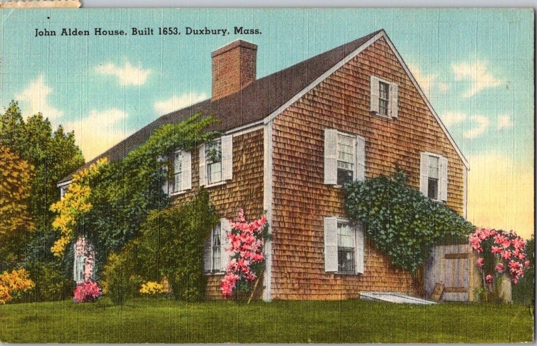 Duxbury Massachusetts John Alden House Built 1653 Vintage Postcard Mass