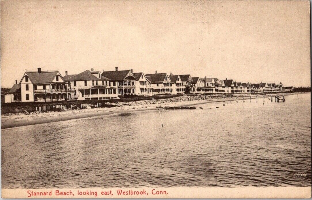 Stannard Beach Looking East Westbrook CT Connecticut Houses Postcard Antique