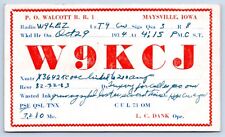 QSL CB Ham Radio Card W9KCJ Maysville / Walcott Iowa 1934 Scott County IA Card picture