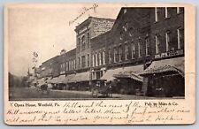 Westfield Pennsylvania~Opera House~Masonic Temple~FJ Wood~Horses~1906 UDB PC picture
