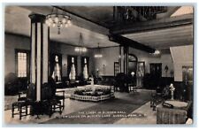 c1940 Lobby Burden Hall Totem Lodge Burden Lake Averill Park NY Artvue Postcard picture