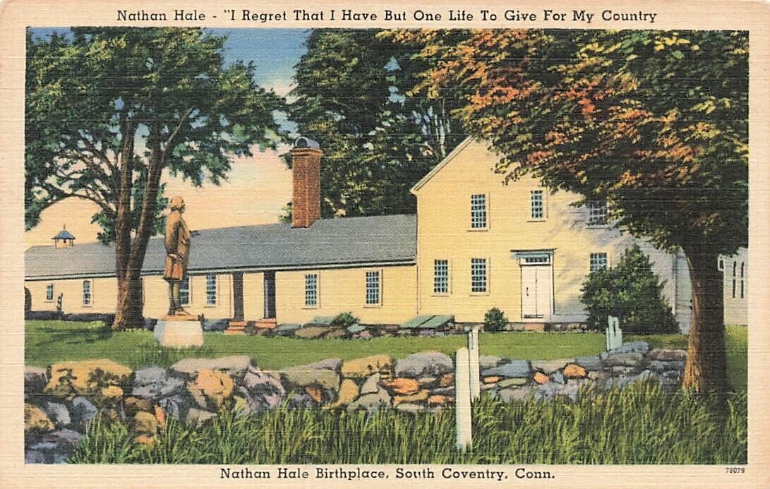 Postcard Nathaniel Hale Birthplace South Coventry Connecticut