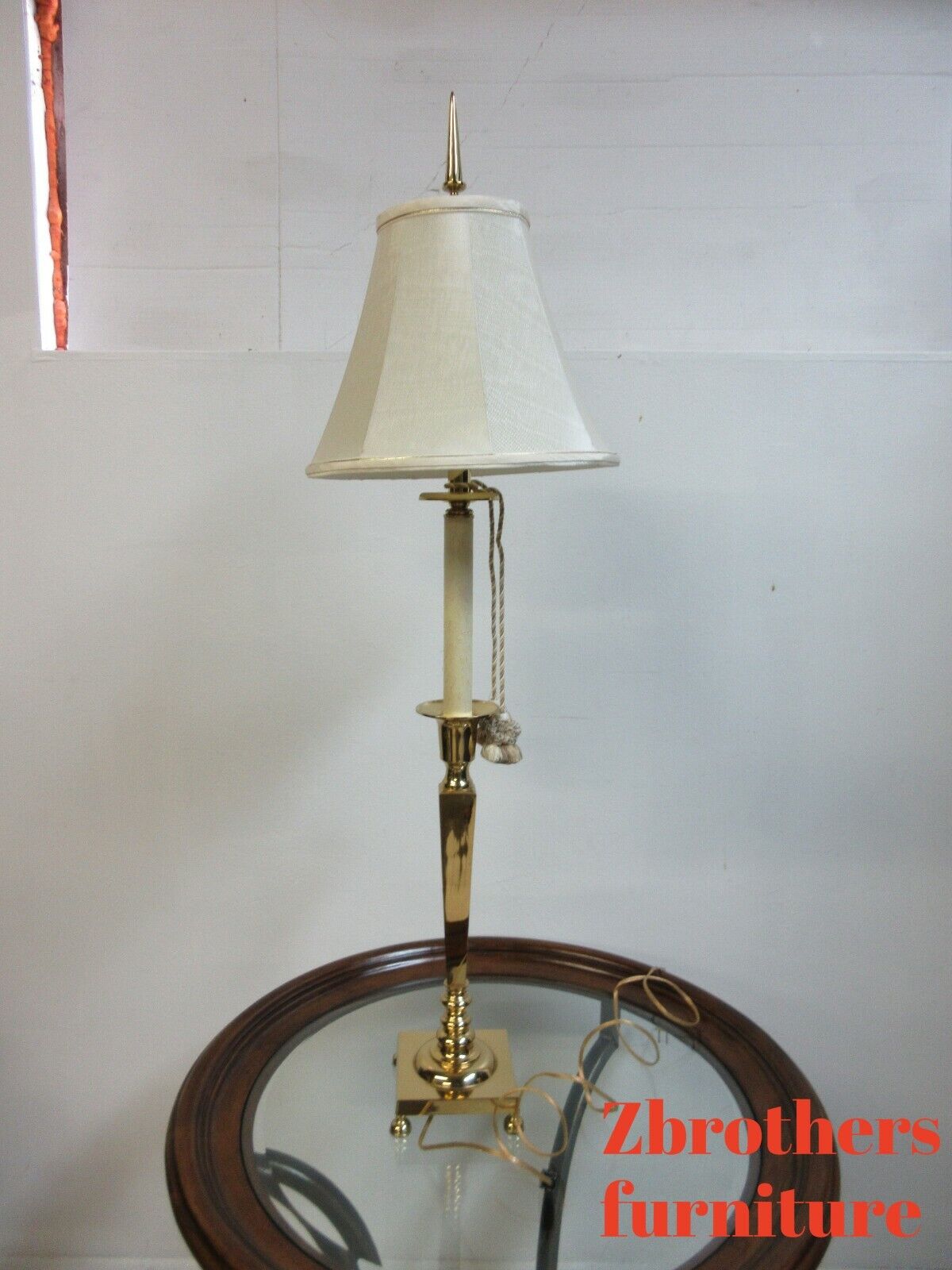 Ethan Allen Brass Tall Candlestick Pedestal Table Lamp A
