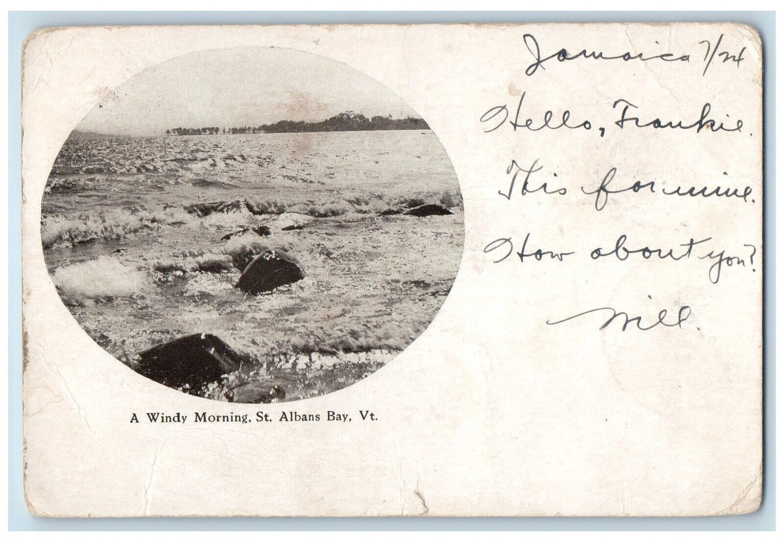 1905 A Windy Morning St. Albans Bay Vermont VT Swanton VT PMC Postcard