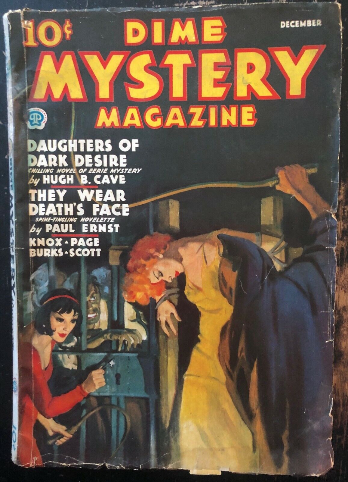 DIME MYSTERY  December 1935  G/VG  whipping horror  pulp