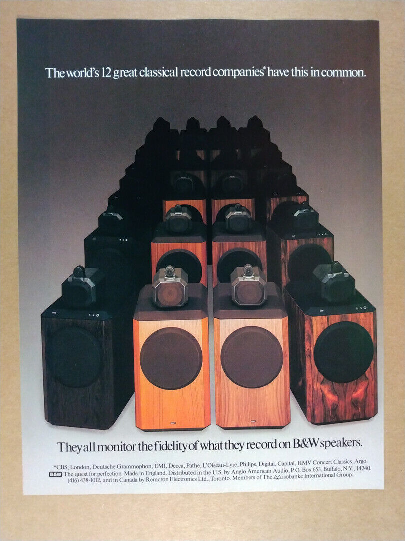 1983 B&W Bowers & Wilkins Speakers vintage print Ad