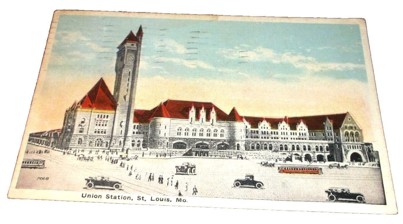 FEBRUARY 1921 TRRA ST. LOUIS UNION STATION POST CARD