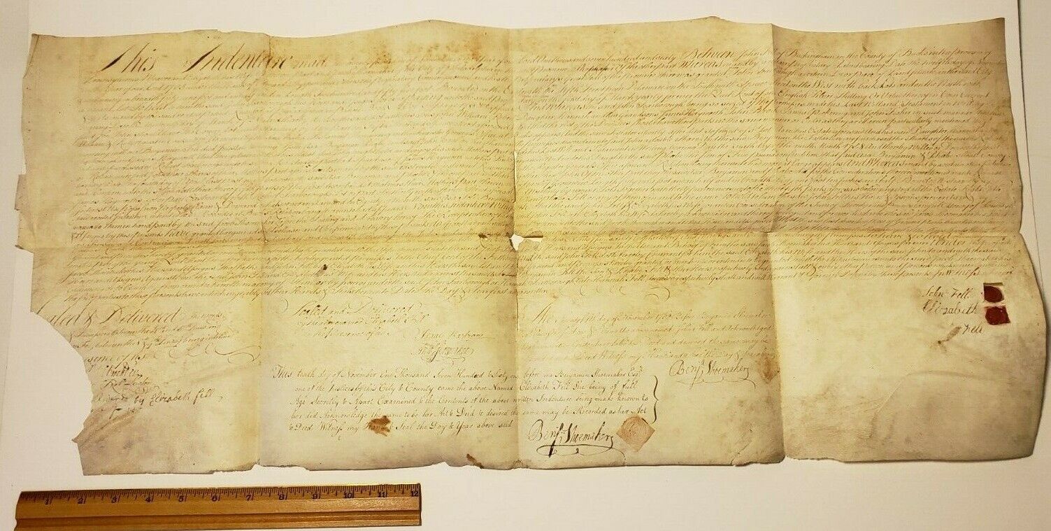 1760 MAYOR OF PHILADELPHIA SIGNED LARGE VELLUM INDENTURE BENJAMIN SHOEMAKER 