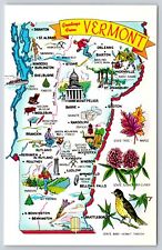 State Maps~Greetings From Vermont~St Albans~Winooski~Bellows Falls~Vtg Postcard picture
