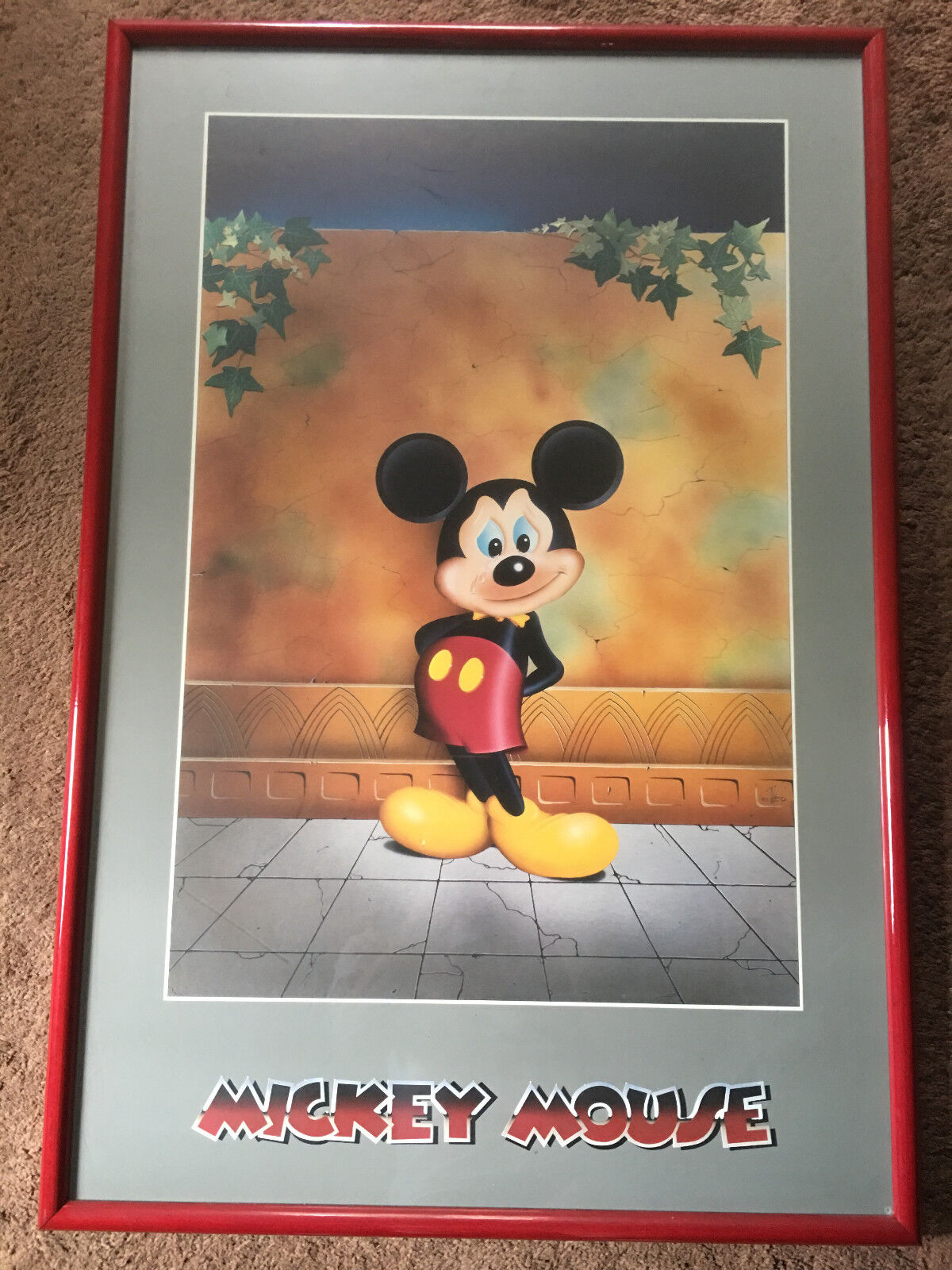 WALT DISNEY MICKEY MOUSE IN FRONT OF THE BERLIN WALL 25x37\