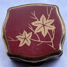 Stratton Made England Compact Tin Floral Top Star Base Vintage Gold Tone picture