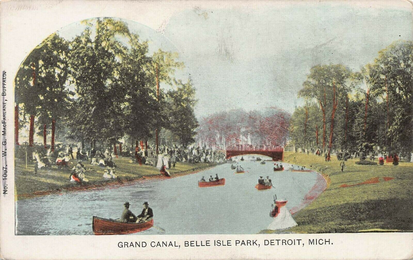 Grand Canal, Belle Isle Park, Detroit, Michigan, Early Postcard, Unused 